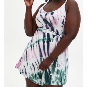 🆕 Super Soft Multi Tie-Dye Romper 3X 22 24 NWT Torrid New Jumpsuit Shorts
